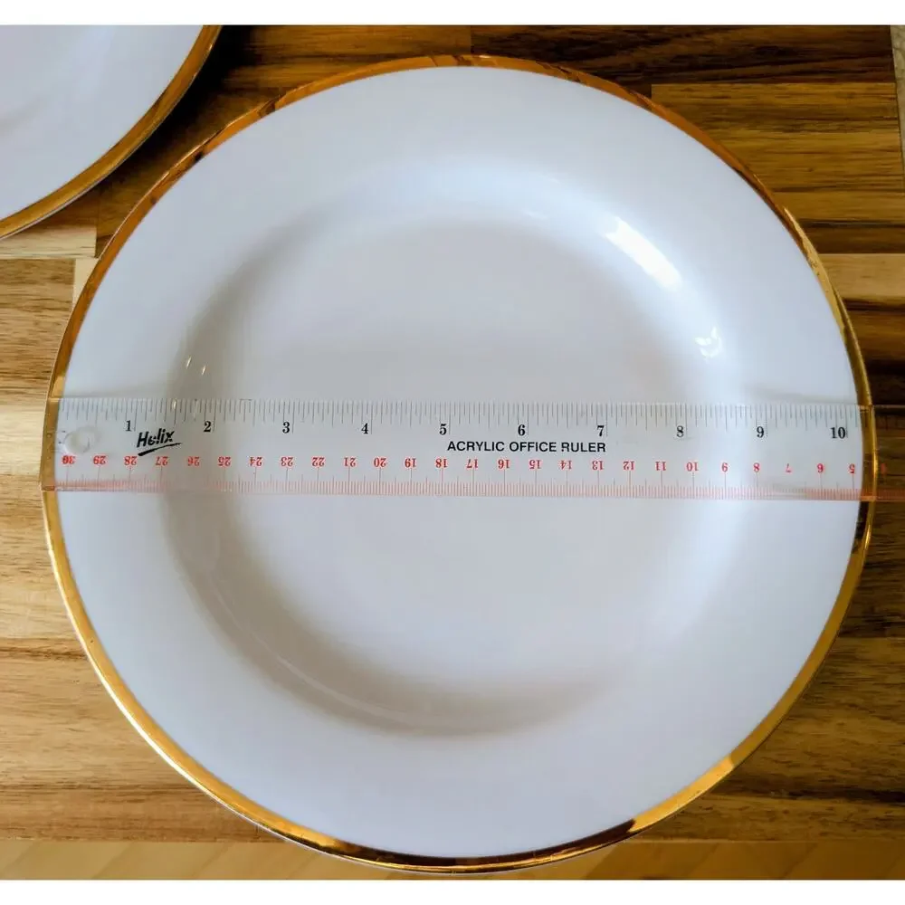 Set of 4 Strawberry Street Gold Rim Dinner Plates 10.5